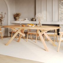 Mesa rectangular de madera maciza de hevea clara 8 personas - Merlin