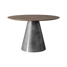 Table ronde 4 personnes en bois d'acacia massif et métal gris D120 cm - Belini