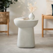 Mesa auxiliar cuadrada redondeada de hormigón blanco - Samui
