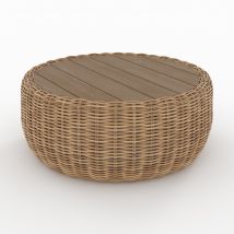 Table basse de jardin en rotin synthétique et bois - Sky