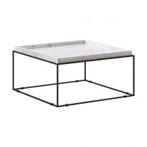 Table basse carrée en marbre blanc et métal 77 cm - Kouki