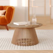 Mesa de centro redonda de madera de acacia ÿ80cm - Képès