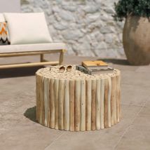Table basse de jardin ronde en rondins de teck D70 cm - Imani