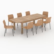 Mesa y sillas de jardín 8 personas de madera y resina - Sirivara