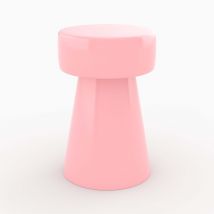 Mesa auxiliar redonda de metal rosa - Athéna