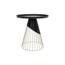 Mesa auxiliar redonda de metal negro y latón D45 cm - Corry