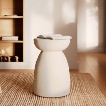 Mesa auxiliar redonda de hormigón blanco D35cm - Capri