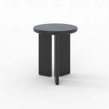 Mesa auxiliar redonda de madera negra D40 cm - Néa