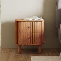Mesita de noche de madera de acacia 2 cajones - Paola