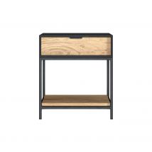 Mesita de noche de madera y metal negro con 1 cajón - Jakson