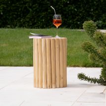 Table d'appoint de jardin ronde en rondins de teck D30 cm - Imani