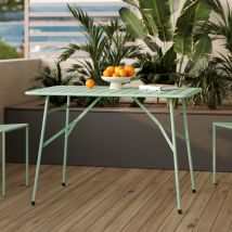 Table de jardin pliante en métal vert clair 4 personnes - Tables de jardin / extérieur, Industriel - Yumi, Rendez-Vous Déco