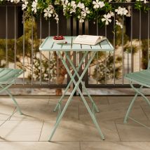 Mesa de jardín de metal verde claro plegable para 2 personas - Yumi