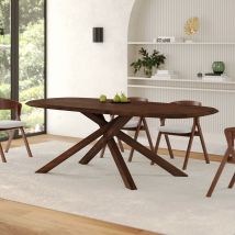 Mesa rectangular de madera maciza de hevea oscura 10 plazas - Aladin