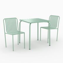 Mesa y sillas de jardín de metal verde para 2 personas - Yumi