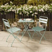 Mesa y sillas de jardín para 2 personas en metal verde - Yumi