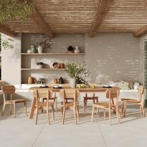 Mesa y sillas de jardín para 8 personas de madera reciclada - Lumo