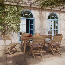 Conjunto de mesa y 6 sillas de jardín de madera de teca - Barton
