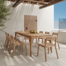 Mesa y sillas de jardín para 8 personas de madera de teca reciclada - Nonza