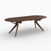 Mesa extensible de madera maciza de hevea oscura 6 a 8 personas - Merlin