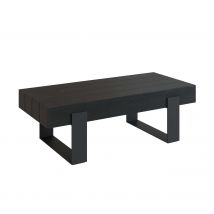 Mesa de centro negra de madera de teca reciclada con patas de metal - Lya