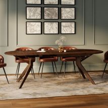 Mesa extensible de madera maciza de hevea oscura 6 a 8 personas - Merlin