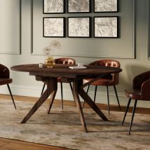 Table extensible en bois d'hévéa massif foncé 6 à 10 personnes - Merlin - Rendez-Vous Déco