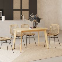 Mesa de comedor rectangular de madera clara, 4 personas - Oman