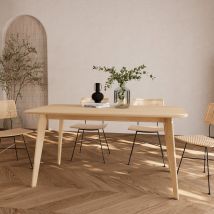 Mesa de comedor rectangular de madera clara, 6 personas - Oman