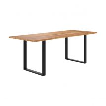 Table rectangulaire 8 personnes en bois d'acacia et métal 220 cm - Joko
