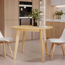 Mesa de comedor redonda de madera clara, 4 personas - Réno