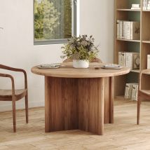 Table ronde 4 personnes en bois de teck recyclé D120 cm - Bana