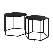 Mesas de centro hexagonales de metal negro (set de 2) - Eclipse