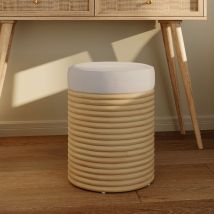 Taburete de mimbre y tela crema H 45 cm - Théa