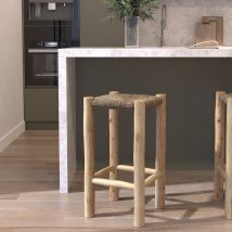 Taburetes para isla de cocina de junco de mar y teca 65 cm - Jovan