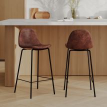 Set de 2 taburetes para isla de cocina de sintético marrón 65 cm - Henrik
