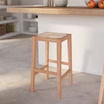 Tabouret pour îlot central 65 cm en cannage et bois - Kappa