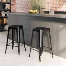 Set de 2 taburetes para isla de cocina en metal negro mate 66 cm - Indus