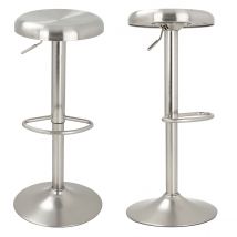 Set de 2 sillas de bar metálicas con altura regulable 60/82 cm - Silver