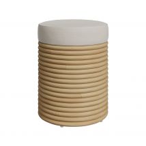Taburete de mimbre y tela crema H 45 cm - Théa