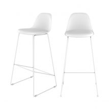 Chaise de bar blanche 75 cm (lot de 2) - Leni