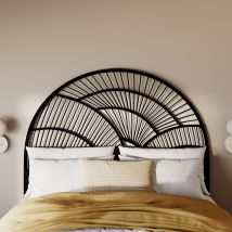 Cabecero de cama en ratán negro 160 cm - Séléné
