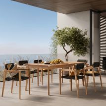 Conjunto de mesa y 6 sillas de jardín de madera de teca - Tunga