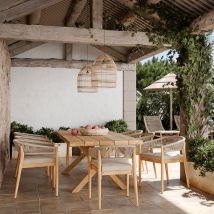 Mesa y sillas de jardín para 8-10 personas en madera de teca maciza - Izïa