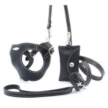 Pupakiotti Basic Set 3 Pezzi Pettorina, Guinzaglio e Dispenser Nero - 3XL - 4XL