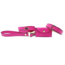 Pupakiotti Premium Set 3 Pezzi Collare, Guinzaglio e Dispenser Fuxia - L
