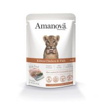 Amanova Kitten Pollo e Pesce Bianco P09 per Gattini - 85 g, Singola