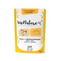 WeNature Pollo con Crema di Formaggio Soft Jelly in Busta per Gatti - 70 g, 12 pezzi