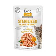 Brit Care Sterilized Filetti con Salmone e Tonno in Salsa per Gatti - 85 g, 12 pezzi