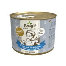 Betty's Landhausküche Manzo con Tacchino, Carote e Olio di Salmone Umido per Gatti - 200 g, Singola